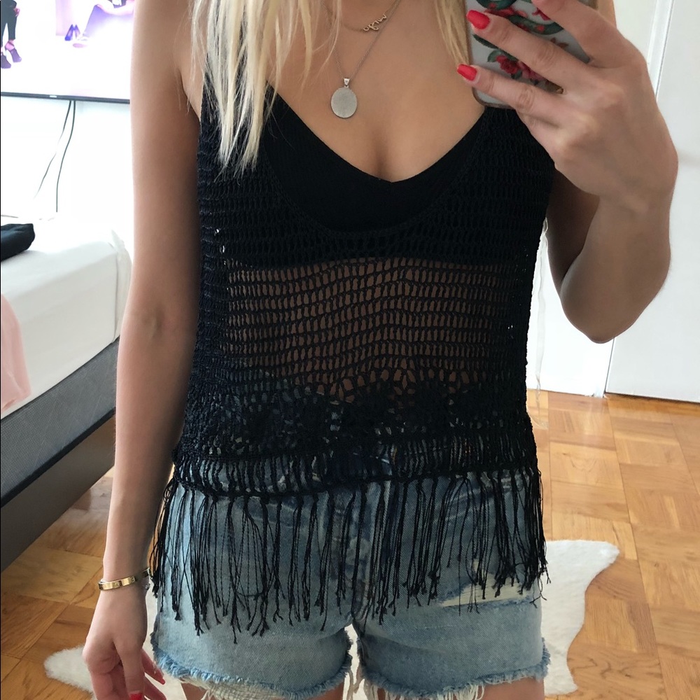 Black Crochet Tank